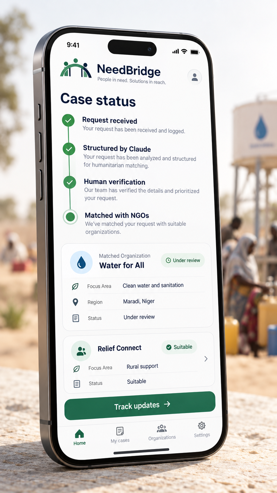 NeedBridge case status screen